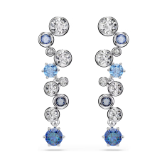 Swarovski Constella Blue Zirconia and White Crystal Drop Earrings, Rhodium-Plated 1