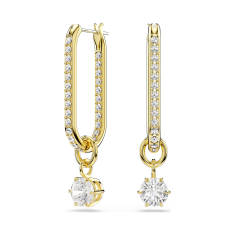 Swarovski Constella Round White Zirconia and Crystal Drop Earrings, Gold-Tone Plated 1