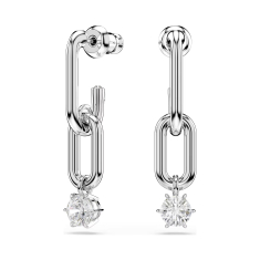 Swarovski Constella Round White Zirconia Drop Earrings, Rhodium-Plated 1