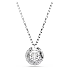 Swarovski Dextera Round White Zirconia and Crystal Pendant Necklace, Rhodium-Plated 1