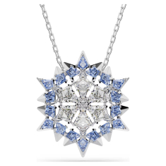 Swarovski Magic Blue Zirconia and Crystal Snowflake Pendant Necklace and Brooch, Rhodium-Plated 1