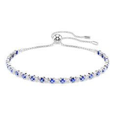 Swarovski Matrix Round Blue Zirconia Tennis Adjustable Bracelet, Rhodium-Plated 1