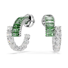 Swarovski Matrix Green Zirconia Hoop Earrings, Rhodium-Plated 1