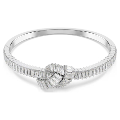 Swarovski Matrix Knot Baguette White Zirconia Bangle Bracelet, Rhodium-Plated 1