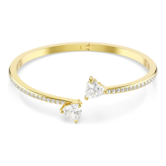 Swarovski Mesmera Heart White Zirconia and Crystal Bangle Bracelet, Gold-Tone Plated 1