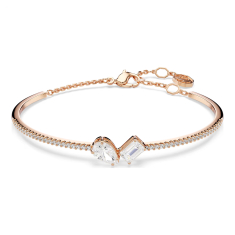 Swarovski Mesmera White Zirconia and Crystal Bangle Bracelet, Rose Gold-Tone Plated 1