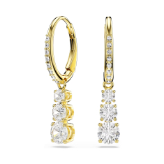 Swarovski Stilla Attract White Zirconia and Crystal Hoop Earrings, Gold-Tone Plated 1