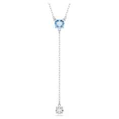 Swarovski Stilla Attract Blue Crystal and White Zirconia Adjustable Y Necklace, Rhodium-Plated 1