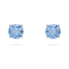 Swarovski Stilla Attract Blue Zirconia Stud Earrings, Rhodium-Plated 1