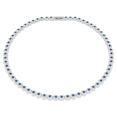 Swarovski Una Angelic Round Blue Crystal Tennis Necklace, Rhodium-Plated 1