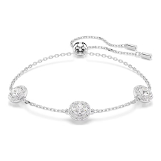 Swarovski Una Angelic Round White Crystal Adjustable Station Bracelet, Rhodium-Plated 1