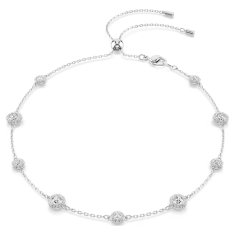Swarovski Una Angelic Round White Crystal Adjustable Station Necklace, Rhodium-Plated 1