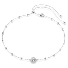 Swarovski Una Angelic Round White Crystal Adjustable Pendant Necklace, Rhodium-Plated 1