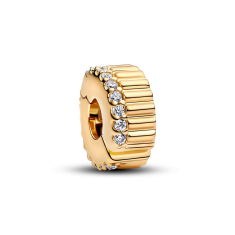Pandora Ribbed Gold-Plated Clip Charm 1