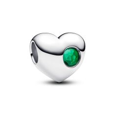 Pandora Engravable Green Stone Heart Charm 1