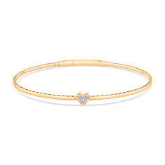 REEDS Flexible 1/6ctw Diamond Heart 14k Yellow Gold Bangle Bracelet 1