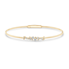 REEDS Flexible 1/3ctw Diamond Cluster 14k Yellow Gold Bangle Bracelet 1