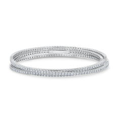 REEDS Flexible 6 1/4ctw Diamond 14k White Gold Wrap Bangle Bracelet 1