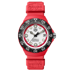 TAG Heuer FORMULA 1 Solargraph White Dial Red Rubber Strap Watch 38mm - WBY1161.FT8086 1