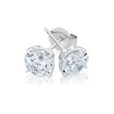 3 1/2ctw ECONIC Star Round Lab Grown Diamond Solitaire 14k White Gold Stud Earrings 1