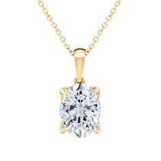 2 7/8ctw ECONIC Star Oval Lab Grown Diamond Solitaire 14k Yellow Gold Pendant Necklace 1