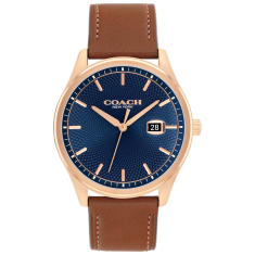 COACH Oliver Blue Dial Brown Leather Strap Watch 41mm - 14602755 1