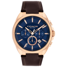 COACH Jackson Chronograph Blue Dial Brown Leather Strap Watch 45mm - 14602745 1