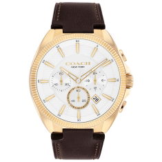 COACH Jackson Chronograph White Dial Brown Leather Strap Watch 45mm - 14602746 1