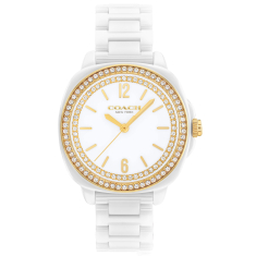 COACH Kitt Crystal White Ceramic Bracelet Watch 34mm - 14504562 1