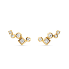 David Yurman Petite Modern Renaissance Climber Earrings in 18K Yellow Gold with Diamonds, 15mm 1