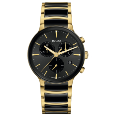 Rado Centrix Chronograph Black Dial Two-Tone Gold-Tone Stainless Steel and Black High-Tech Ceramic Middle Link Bracelet Watch 41mm - R30211152 1