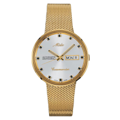 MIDO Commander 1959 Silver Dial Gold-Tone Milanese Bracelet Watch 37mm - M842932113 1