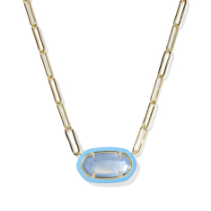 Kendra Scott Elisa Enamel Frame Gold Paperclip Necklace in Periwinkle Illusion 1