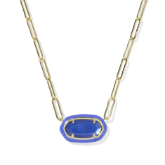 Kendra Scott Elisa Enamel Frame Gold Paperclip Necklace in Cobalt Illusion 1