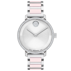 Movado BOLD Evolution 2.0 Crystal Bezel Stainless Steel and Pink Ceramic Watch 34mm - 3601300 1