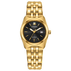 Citizen Eco-Drive Corso Black Dial Gold-Tone Bracelet Watch 27mm - EW2293-56E 1