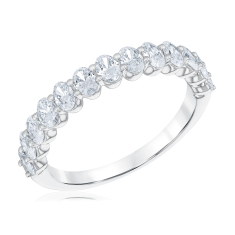 1ctw Oval Diamond 14k White Gold Wedding Band 1