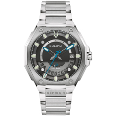 Bulova Series X Precisionist Black Dial Stainless Steel Watch 42mm - 98B456 1
