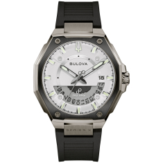 Bulova Series X Precisionist White Dial Black Rubber Strap Watch 42mm - 98B457 1