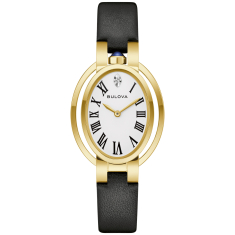 Bulova Rubaiyat Ella Fitzgerald x Apollo Theater White Diamond Dial Black Leather Strap Watch 28.8mm - 97P180 1