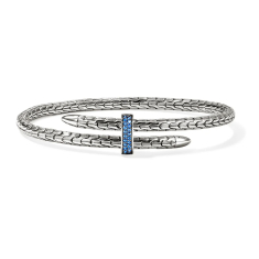 John Hardy Spear Blue Sapphire 4mm Sterling Silver Flex Cuff Bracelet 1