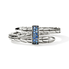 John Hardy Spear Blue Sapphire Sterling Silver Wrap Ring - Size 7 1