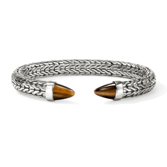 John Hardy Spear 50 Tiger's Eye Sterling Silver Flex Cuff Bracelet 1