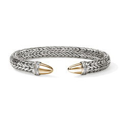 John Hardy Spear 50 1/4ctw Diamond Two-Tone 14k Yellow Gold and Sterling Silver Flex Cuff Bracelet  1