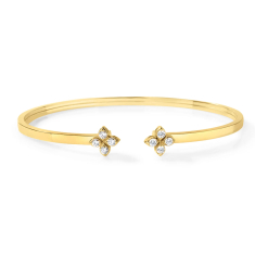 Roberto Coin Love in Verona 1/5ctw Diamond 18k Yellow Gold Flowers Cuff Bangle Bracelet 1