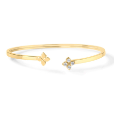 Roberto Coin Diamond Flower 18k Yellow Gold Open Bangle Bracelet 1