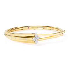Roberto Coin Love in Verona 1/5ctw Diamond 18k Yellow Gold Flower Bangle Bracelet 1