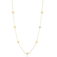 Roberto Coin Love in Verona 1/5ctw Diamond Flower Station 18k Yellow Gold Necklace 1