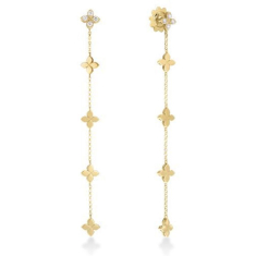 Roberto Coin Love in Verona 1/5ctw Diamond 18k Yellow Gold Polished Finish Flower Dangle Earrings 1