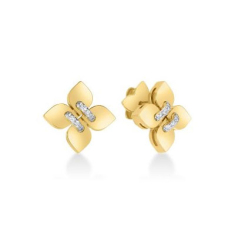 Roberto Coin Love in Verona 1/20ctw Diamond 18k Yellow Gold Small Flower Stud Earrings 1